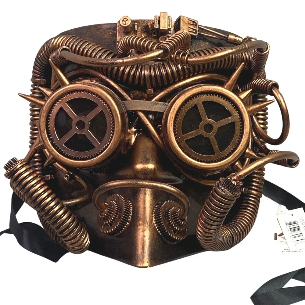 Steampunk Mask Cosplay Prop Halloween Masquerade Costume Tubes Gears Festival